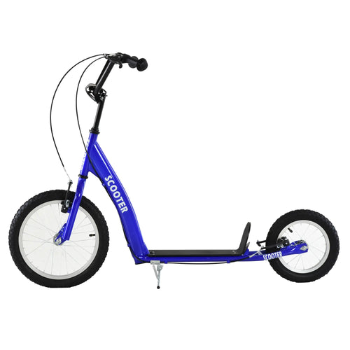 Kids Scooter, Adjustable Handlebar, Dual Brakes, Inflatable Wheels, Age 5+, Blue