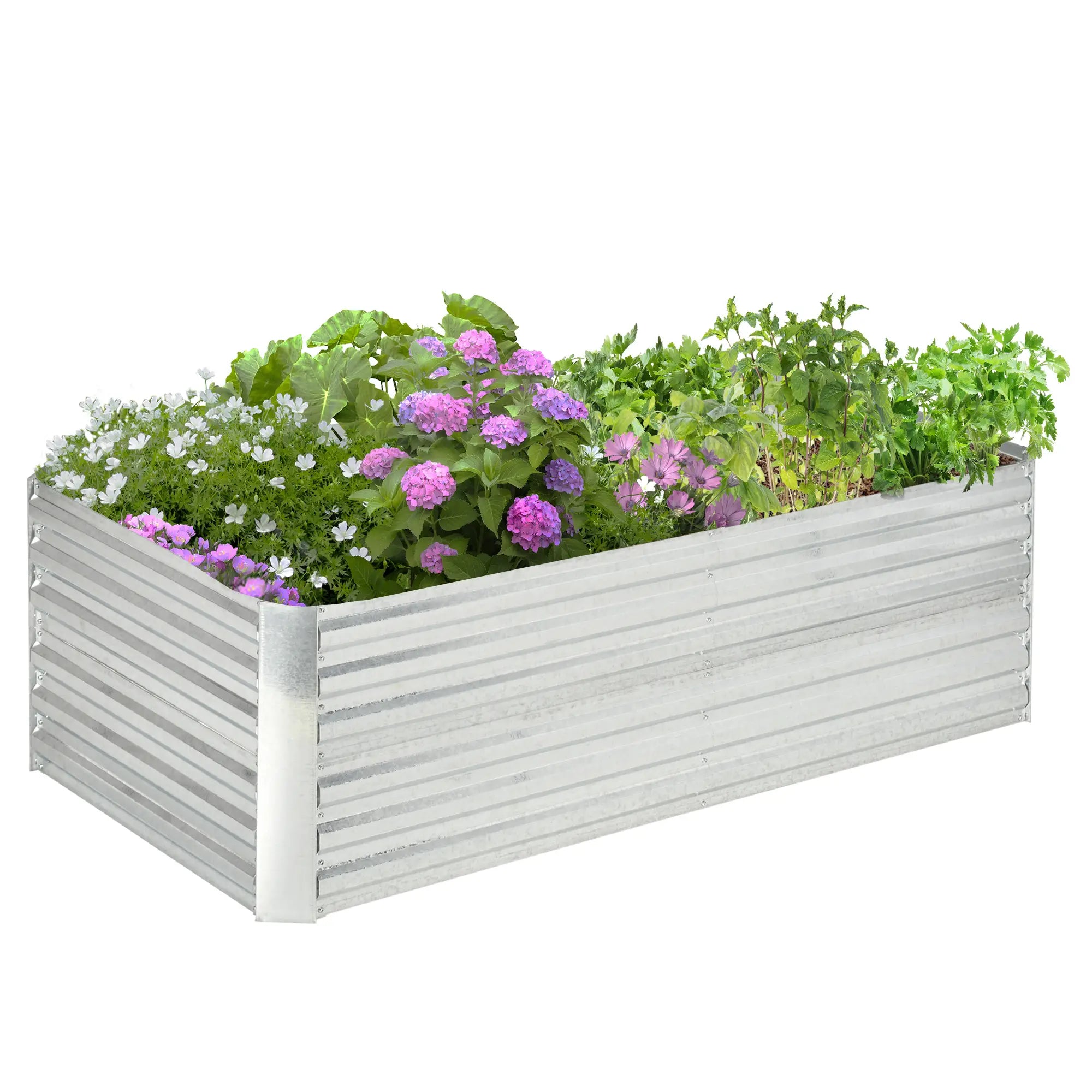Galvanized Raised Garden Bed, Steel Outdoor Planter, 71'' x 35'' x 23'', Silver Galvanized Planter Boxes at Gallery Canada