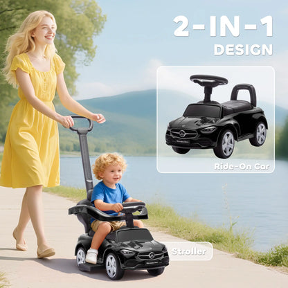 2-in-1 Sliding Walking Car for Toddlers, Black