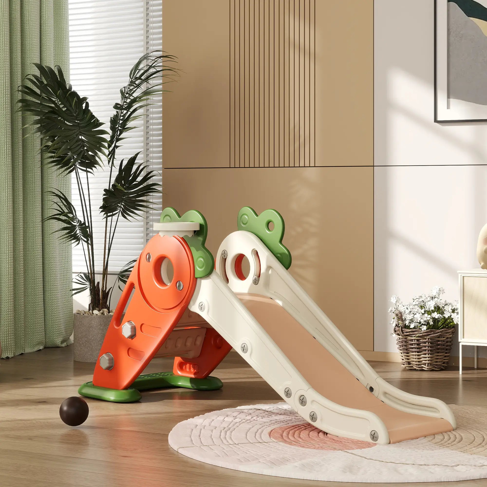 Foldable Toddler Slide, Basketball Hoop, Climber, 1-3 Years, Orange Gym Sets & Swings at Gallery Canada