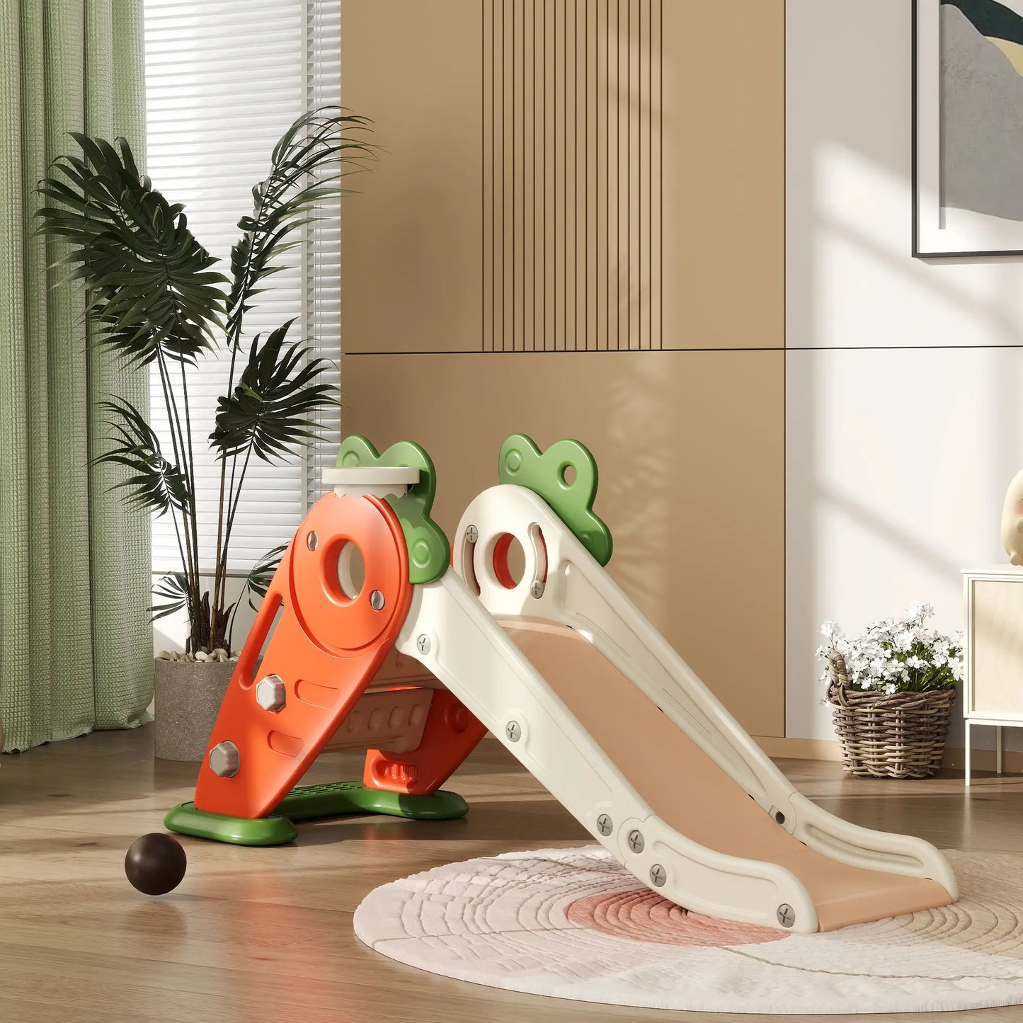 Foldable Toddler Slide, Basketball Hoop, Climber, 1-3 Years, Orange Gym Sets & Swings at Gallery Canada