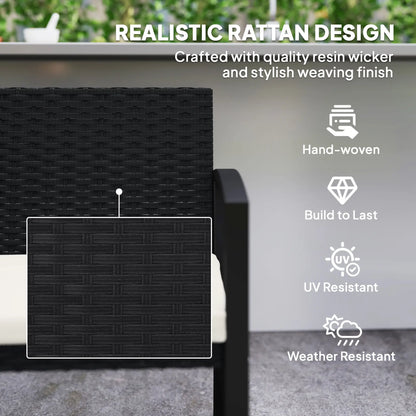 2 Seater Rattan Garden Bench Loveseat, With Cushion And Armrests, Beige Patio Chairs at Gallery Canada