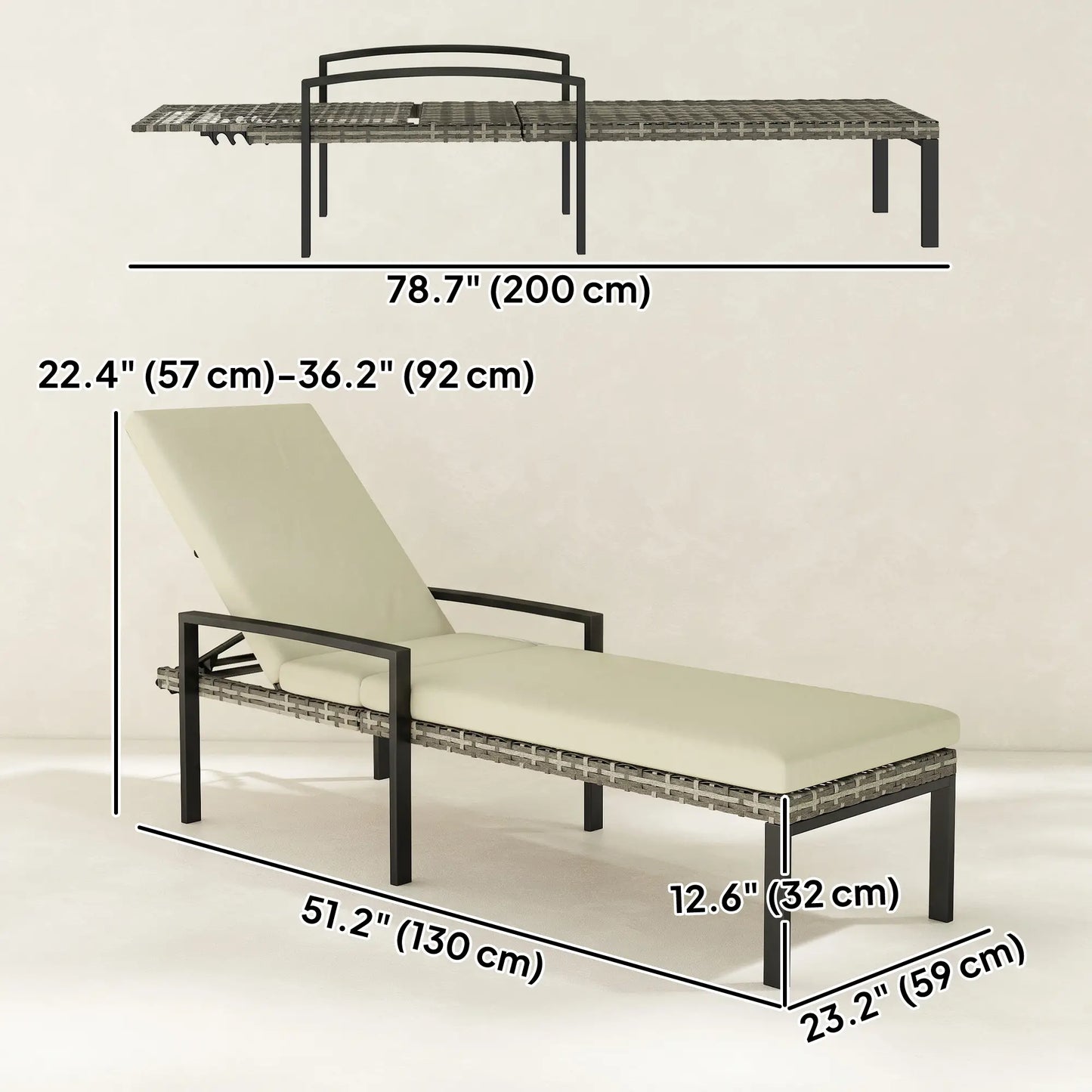 Outdoor Wicker Chaise Lounge Chairs, Set of 2, 5-Level Adjustable Backrest Wicker Chaise Loungers at Gallery Canada