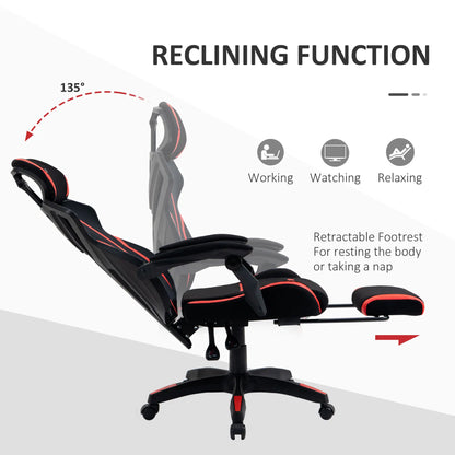 Racing Gaming Chair, Ergonomic Computer Chair with Footrest, Headrest, Black, Red Video Game Chairs at Gallery Canada