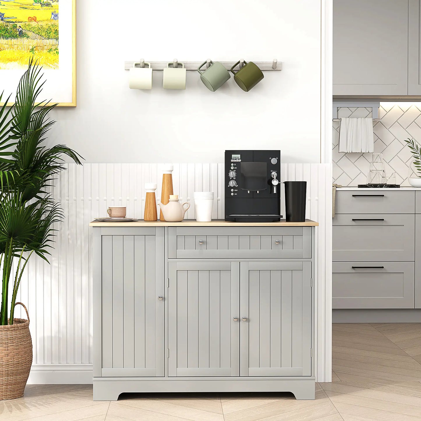 Modern Sideboard Cabinet, 41" Kitchen Buffet, Grey Bar Cabinets at Gallery Canada