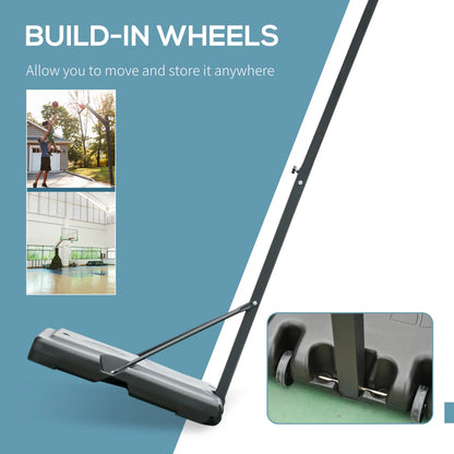 Portable Basketball Hoop Stand with Wheels, Height Adjustable 8FT-10FT, Black Basketball at Gallery Canada