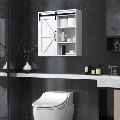 White Medicine Cabinet, Sliding Door, Adjustable Shelf, 22.8" x 7.8" x 24.4", White Wall Mounted Cabinets at Gallery Canada