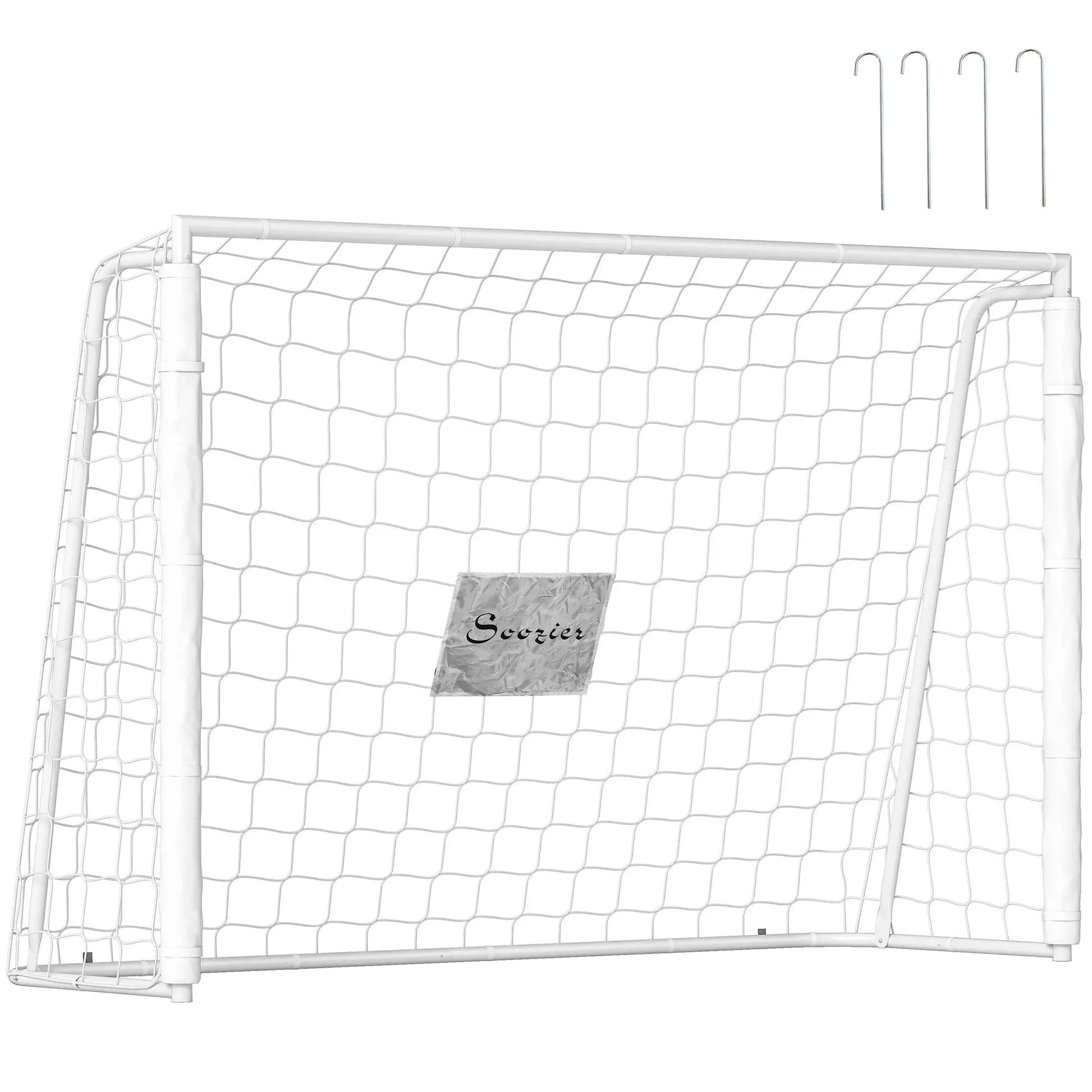 6ft x 4ft Soccer Goal Net, Metal Frame, PE Mesh, Ground Stakes, White Football at Gallery Canada
