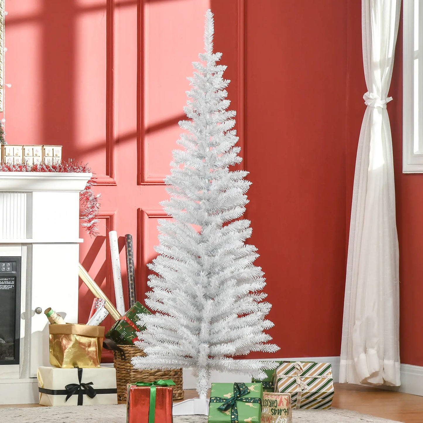 5FT Artificial Pencil Christmas Tree, Realistic Branches, White Pencil Christmas Trees at Gallery Canada