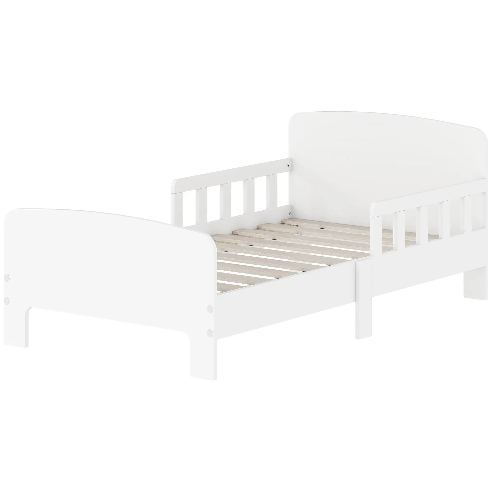 Toddler Bed with Safety Rails, Kids Bed Frame, White Kids Bedroom Furniture White at Gallery Canada
