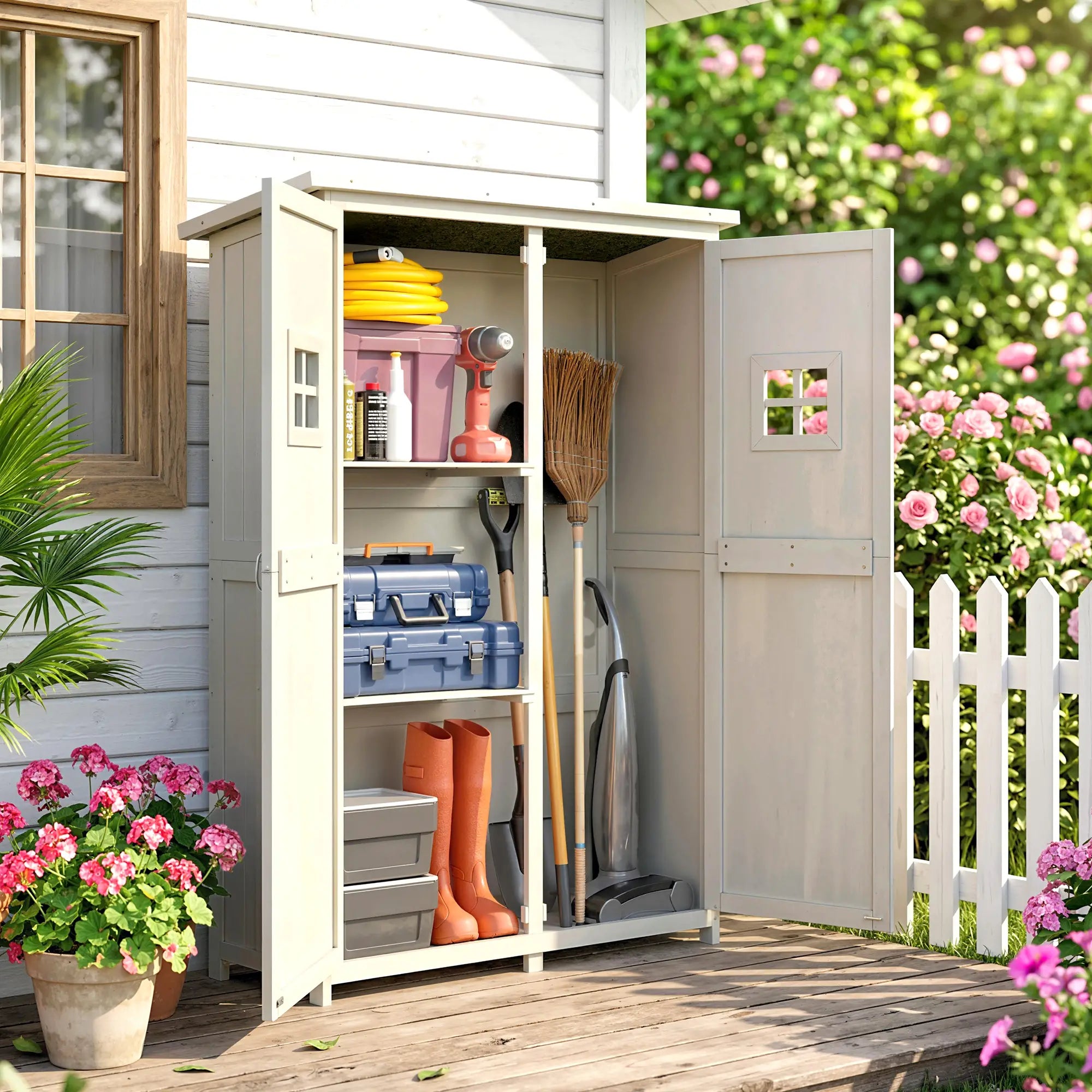 4x1.5ft Wooden Garden Storage Shed, Outdoor Tool Cabinet, Grey Sheds at Gallery Canada
