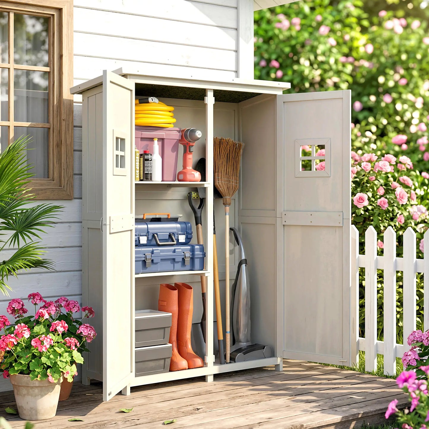 4x1.5ft Wooden Garden Storage Shed, Outdoor Tool Cabinet, Grey Sheds at Gallery Canada