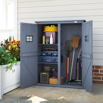 4x1.5ft Wooden Storage Shed, Outdoor Tool Cabinet, Dark Grey