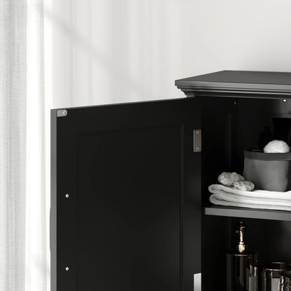Modern Over Toilet Storage, Bathroom Cabinet with Shelves, Double Door, Black Bathroom Cabinets at Gallery Canada
