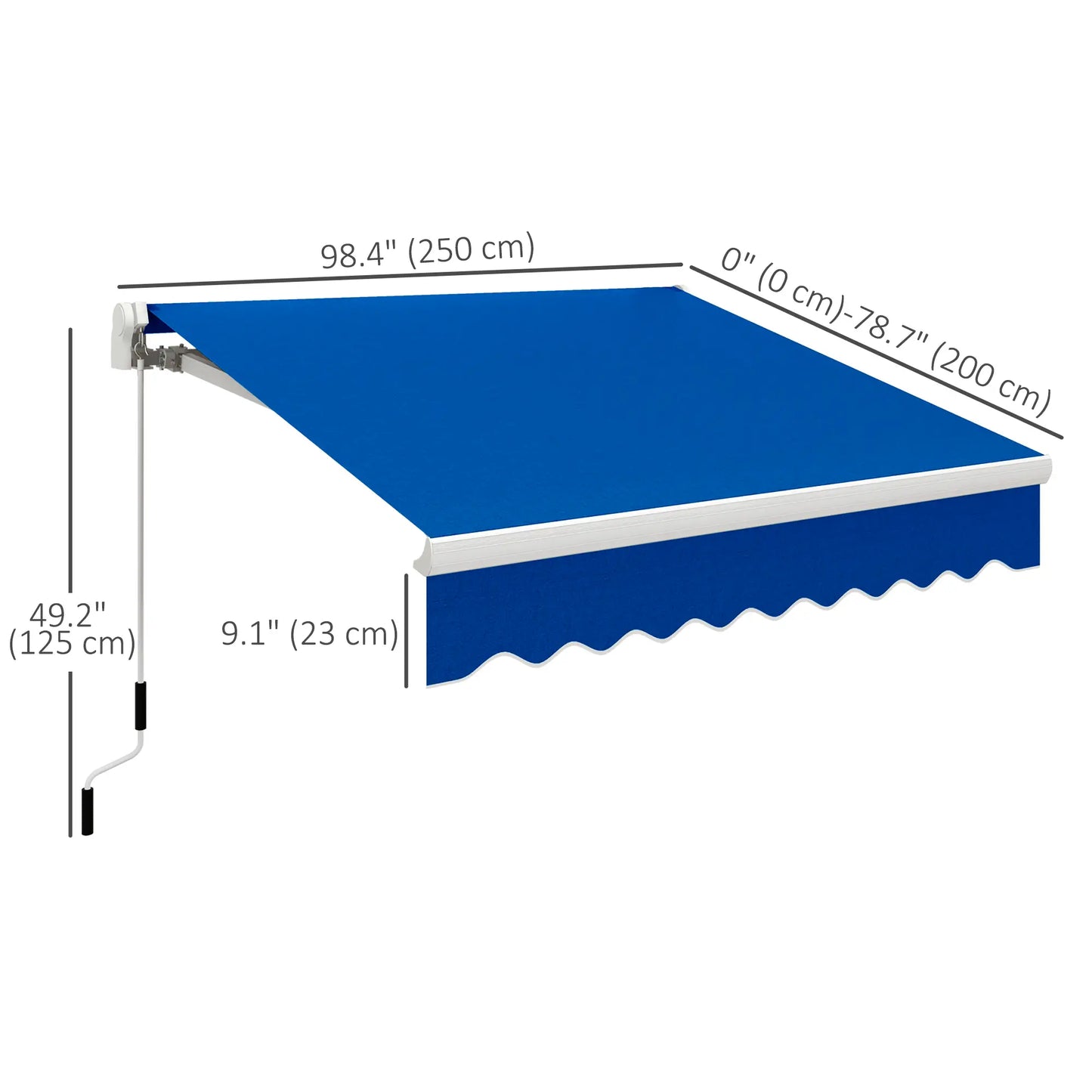 8'x7' Manual Retractable Patio Awning, Sun Shade Canopy, Blue Door Awnings at Gallery Canada