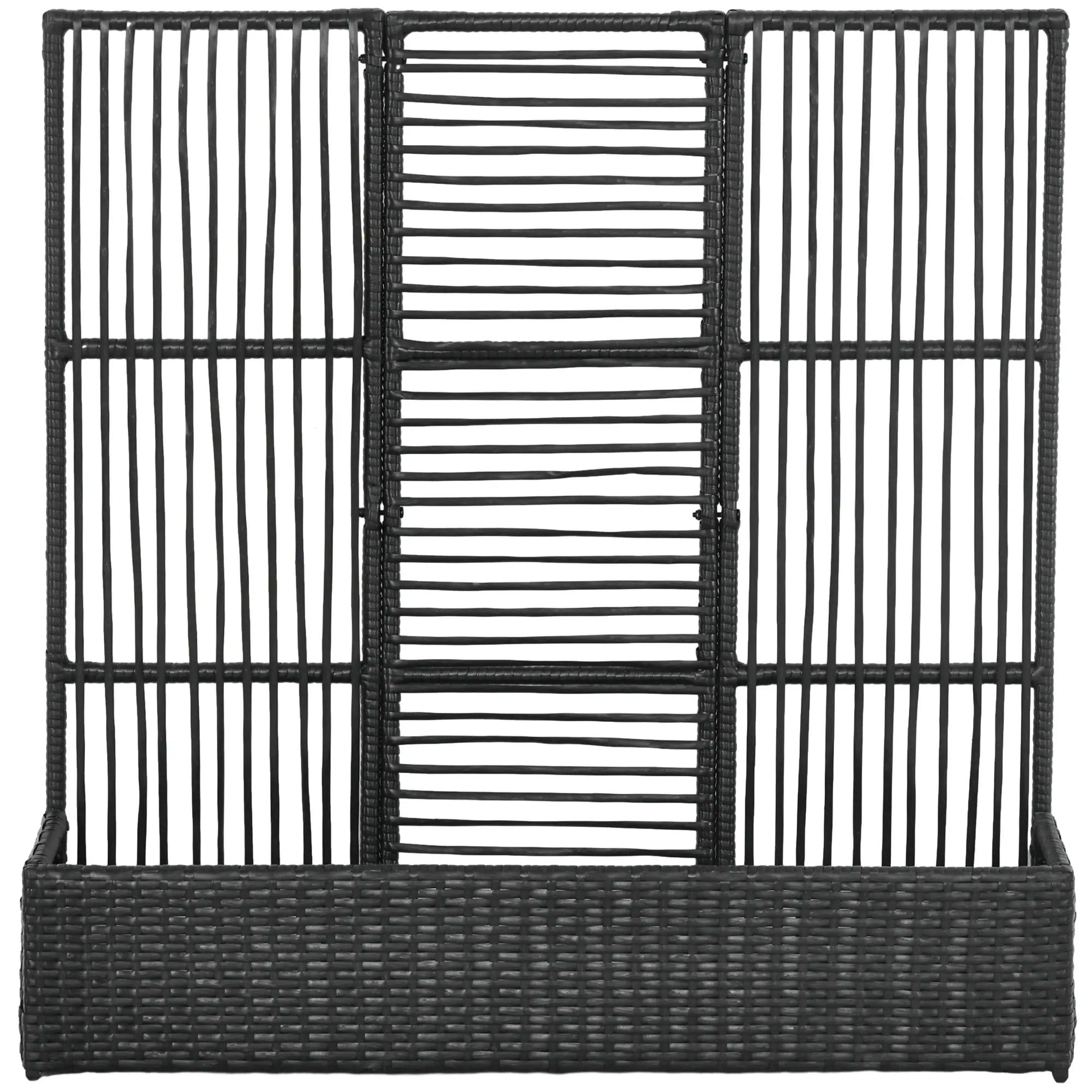 Raised Garden Bed with Lattice Trellis, Rattan Planter with Storage, Black Raised Garden Beds Black at Gallery Canada