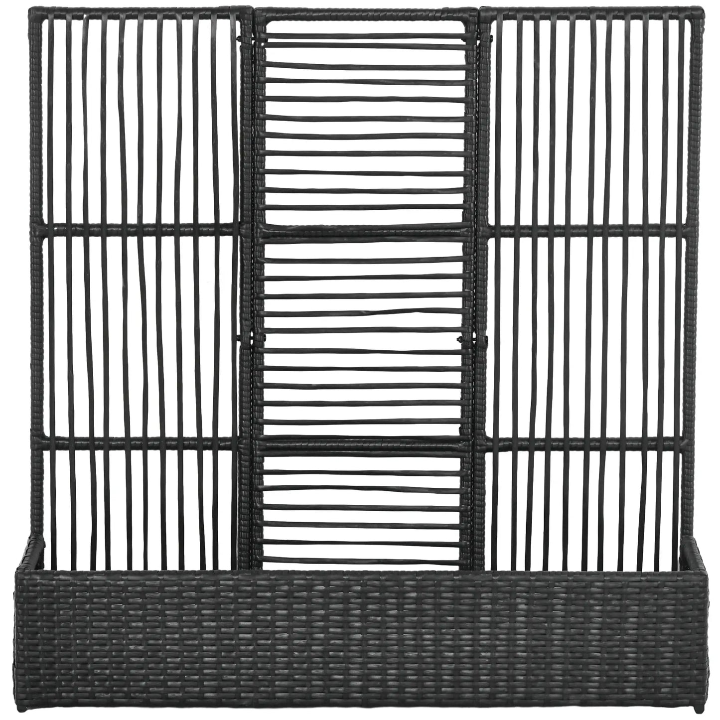 Raised Garden Bed with Lattice Trellis, Rattan Planter with Storage, Black Raised Garden Beds Black at Gallery Canada