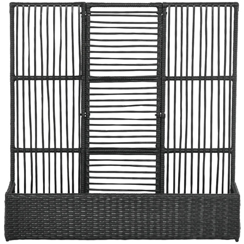Raised Garden Bed with Lattice Trellis, Rattan Planter with Storage, Black