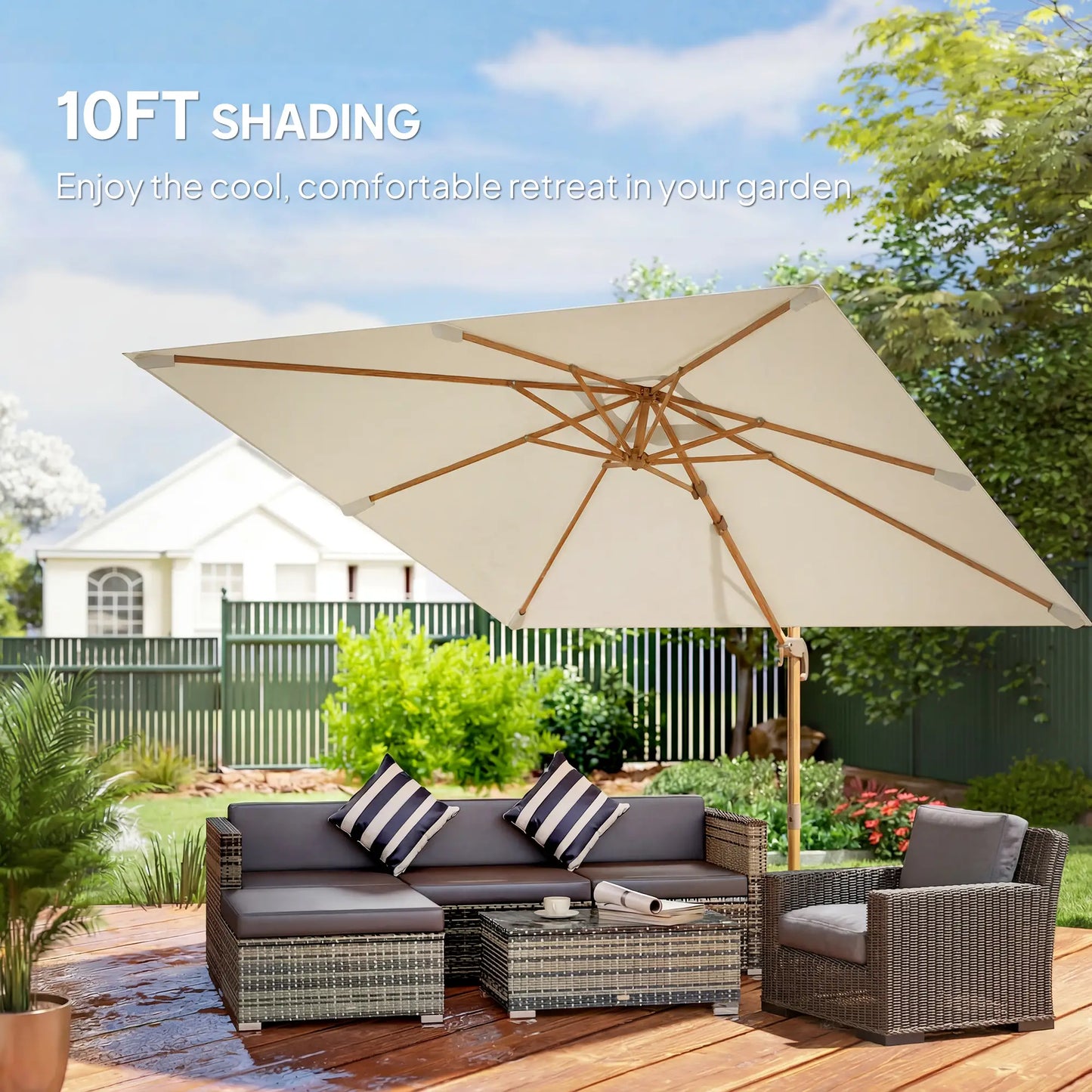 10 FT Patio Cantilever Umbrella, 360° Rotation, Crank And Tilt Offset Cantilever Umbrellas at Gallery Canada