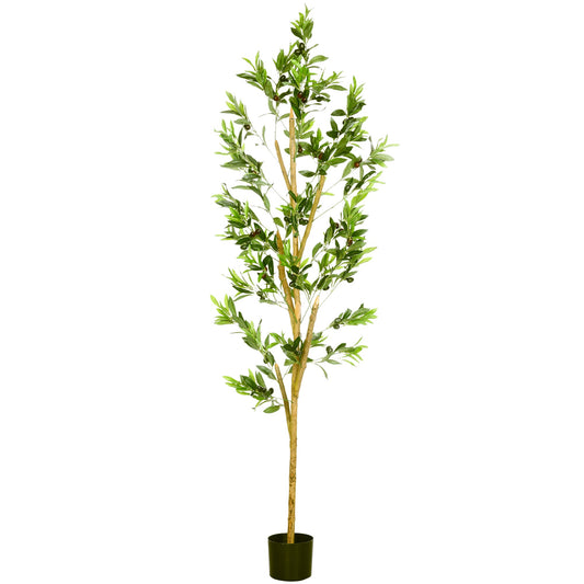 Artificial Tree Olive Tree Fake Plants in Pot for Home Office Living Room Decor, 6"x6"x71", Green - Gallery Canada