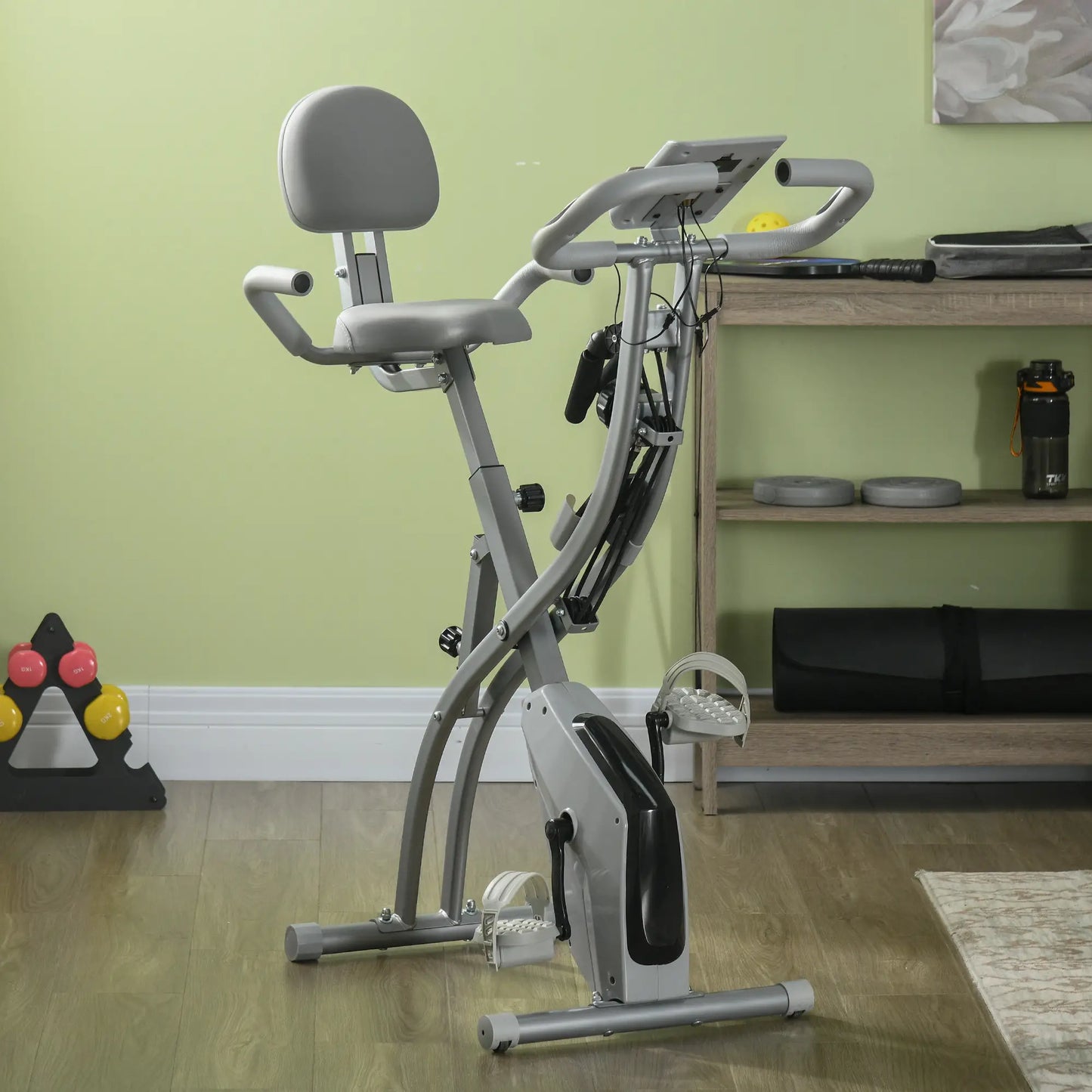 Folding Exercise Bike, 8-Level Magnetic Resistance, Adjustable Seat, Grey Exercise & Stationary Bikes at Gallery Canada