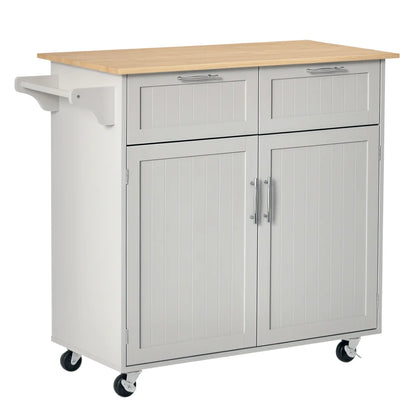 Rolling Kitchen Island, Cart with 2 Drawers, 2 Door Cabinets, 2-Doors, Grey Kitchen Islands & Kitchen Carts Grey at Gallery Canada