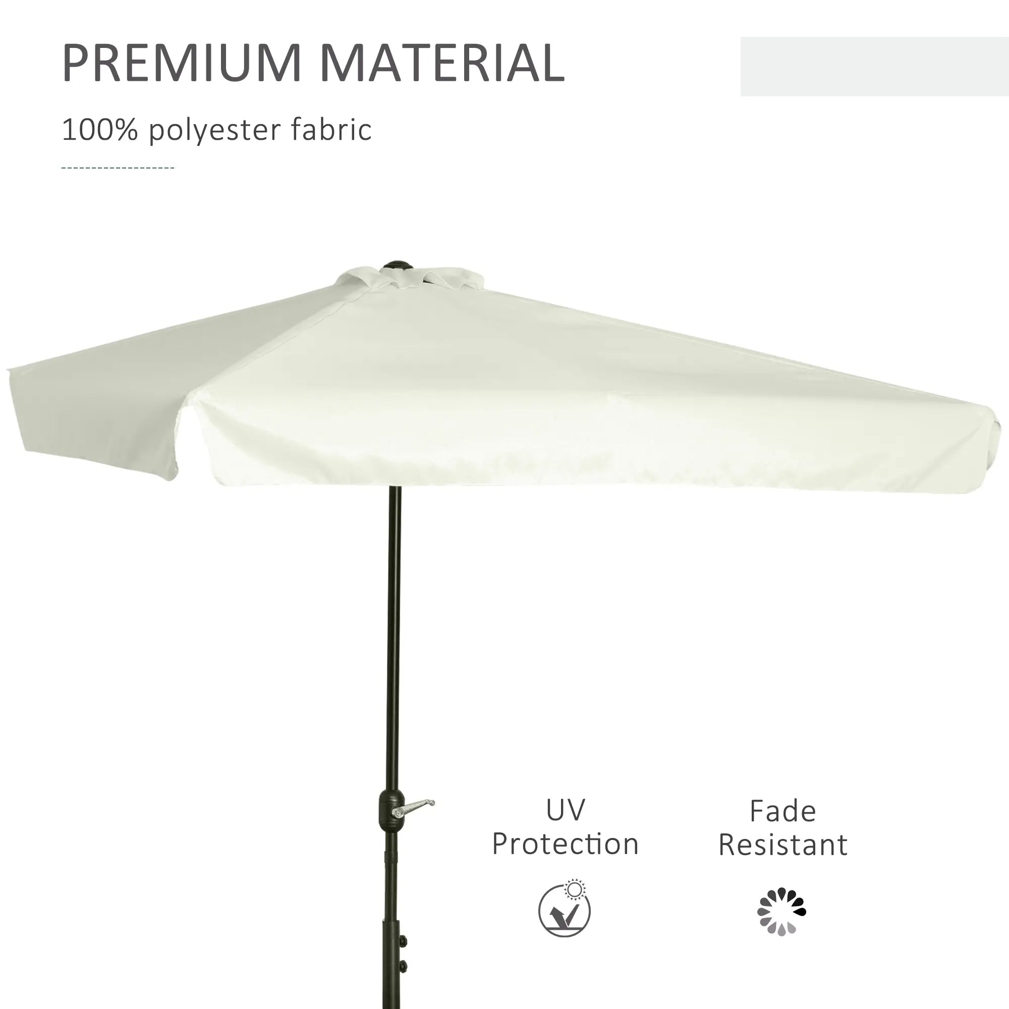 7.5ft Half Umbrella with Crank Handle, Top Vent, Cream Sun Umbrellas at Gallery Canada