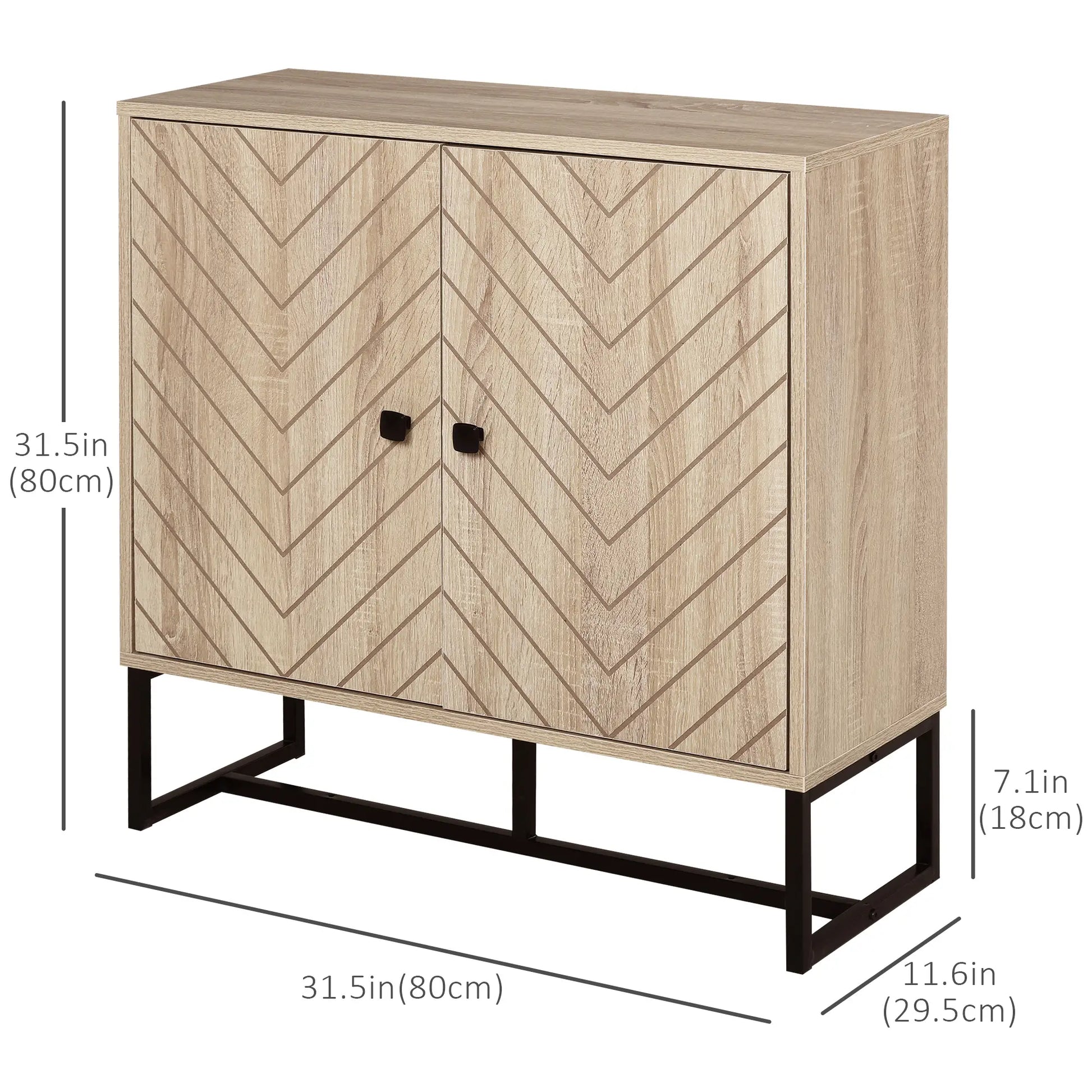 Modern Sideboard, Buffet Cabinet with 2 Doors, Adjustable Shelf, 31.5" H, Oak Storage Cabinets at Gallery Canada