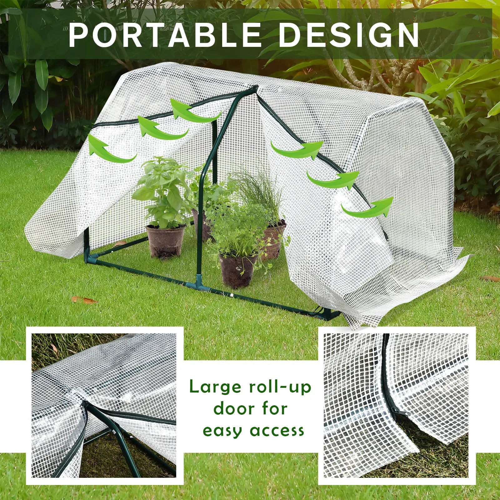 39" x 28" x 24" Portable Mini Greenhouse, PE Grow House, Zipper Door, Steel Frame Mini Greenhouses at Gallery Canada