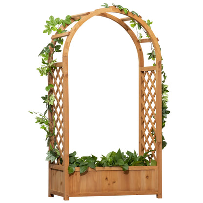 Raised Garden Bed with Arch Trellis, Outdoor Planter Box for Vine Plants, Brown Raised Garden Beds at Gallery Canada