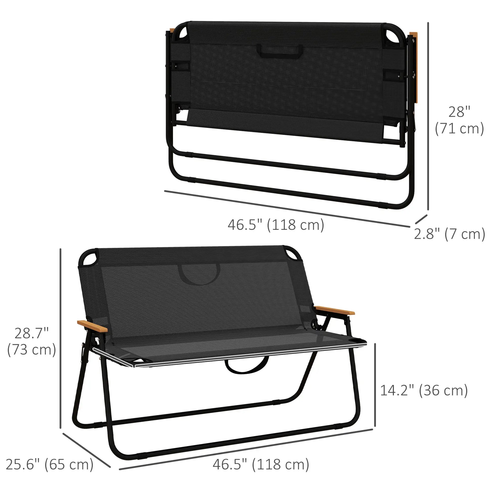 2-Seat Folding Camping Chair, Mesh Fabric, Black Patio Chairs at Gallery Canada
