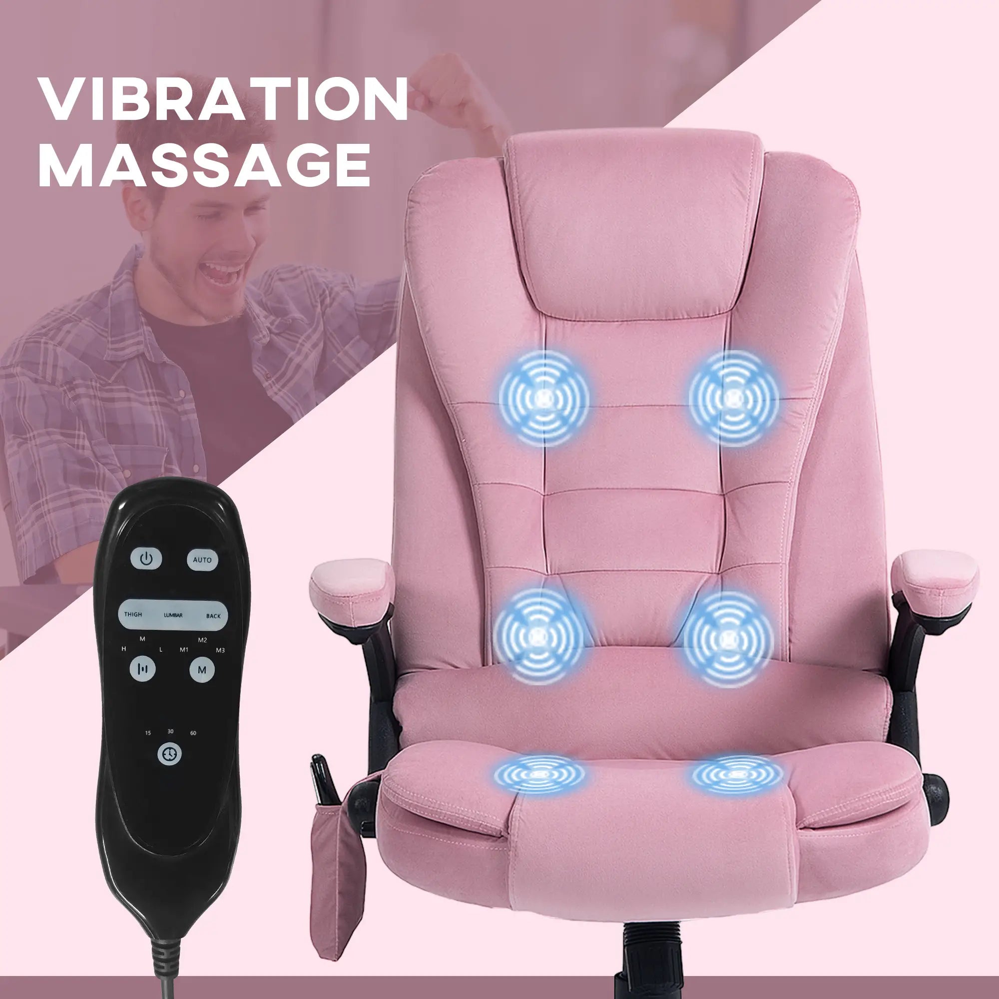 Reclining Massage Office Chair, High Back, Swivel Wheels, Pink Massage Chairs at Gallery Canada