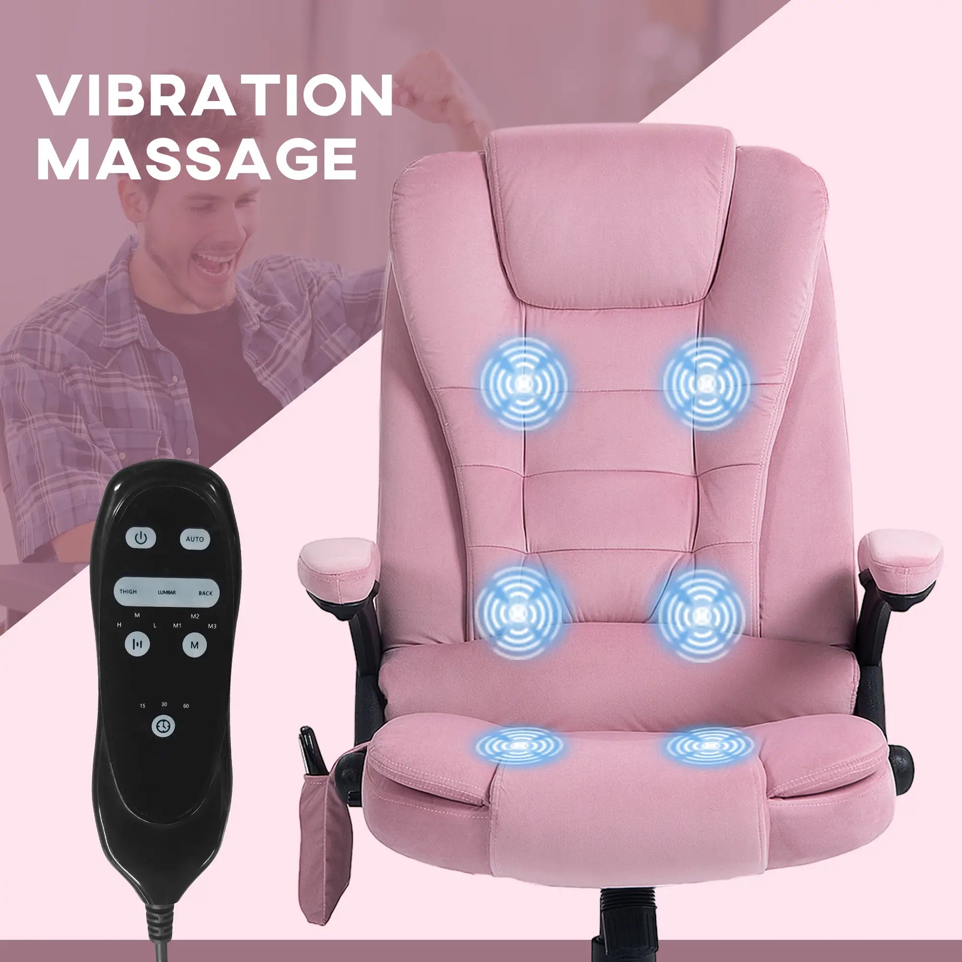 Reclining Massage Office Chair, High Back, Swivel Wheels, Pink Massage Chairs at Gallery Canada