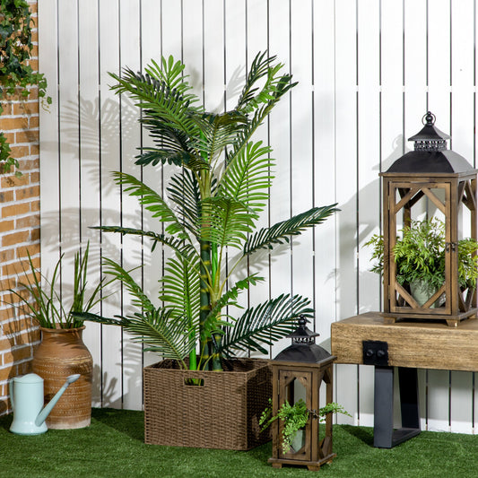 Artificial Tree Areca Palm Tree Fake Plants in Pot with 21 Leaves for Indoor Outdoor Decor, 8"x8"x60", Green - Gallery Canada