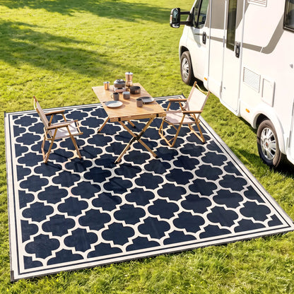 9'x12' Reversible Outdoor RV Rug, Patio Mat, Dark Blue Outdoor Reversible Rugs at Gallery Canada