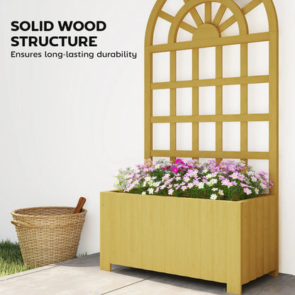 Wooden Raised Garden Bed With Lattice Trellis, Outdoor Elevated Planter Box Wooden Planter Boxes at Gallery Canada
