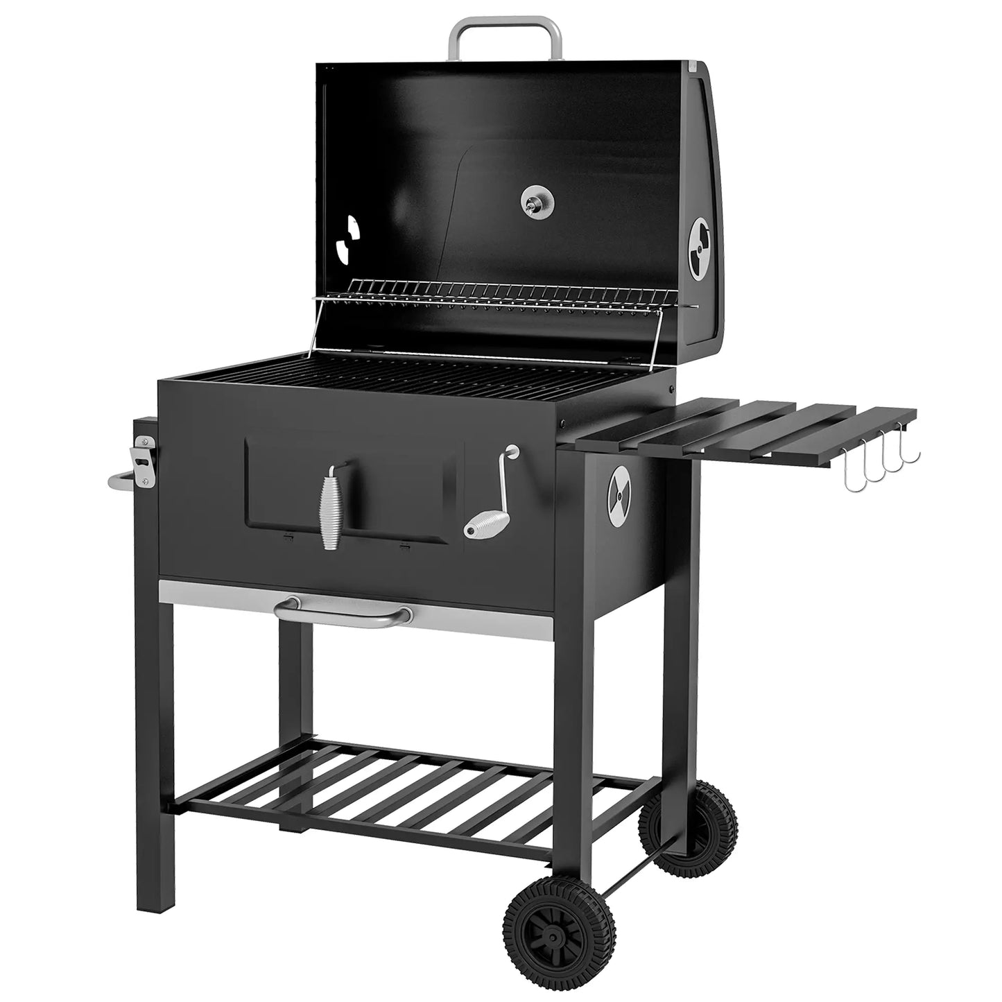 Portable Stainless Steel BBQ Trolley Grill With Wheels, Side Shelf Charcoal BBQ Grils Grey at Gallery Canada