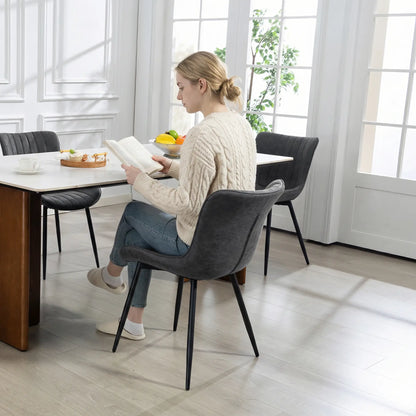 PU Leather Dining Chairs Set of 4, Steel Legs, Black Dining Chairs at Gallery Canada