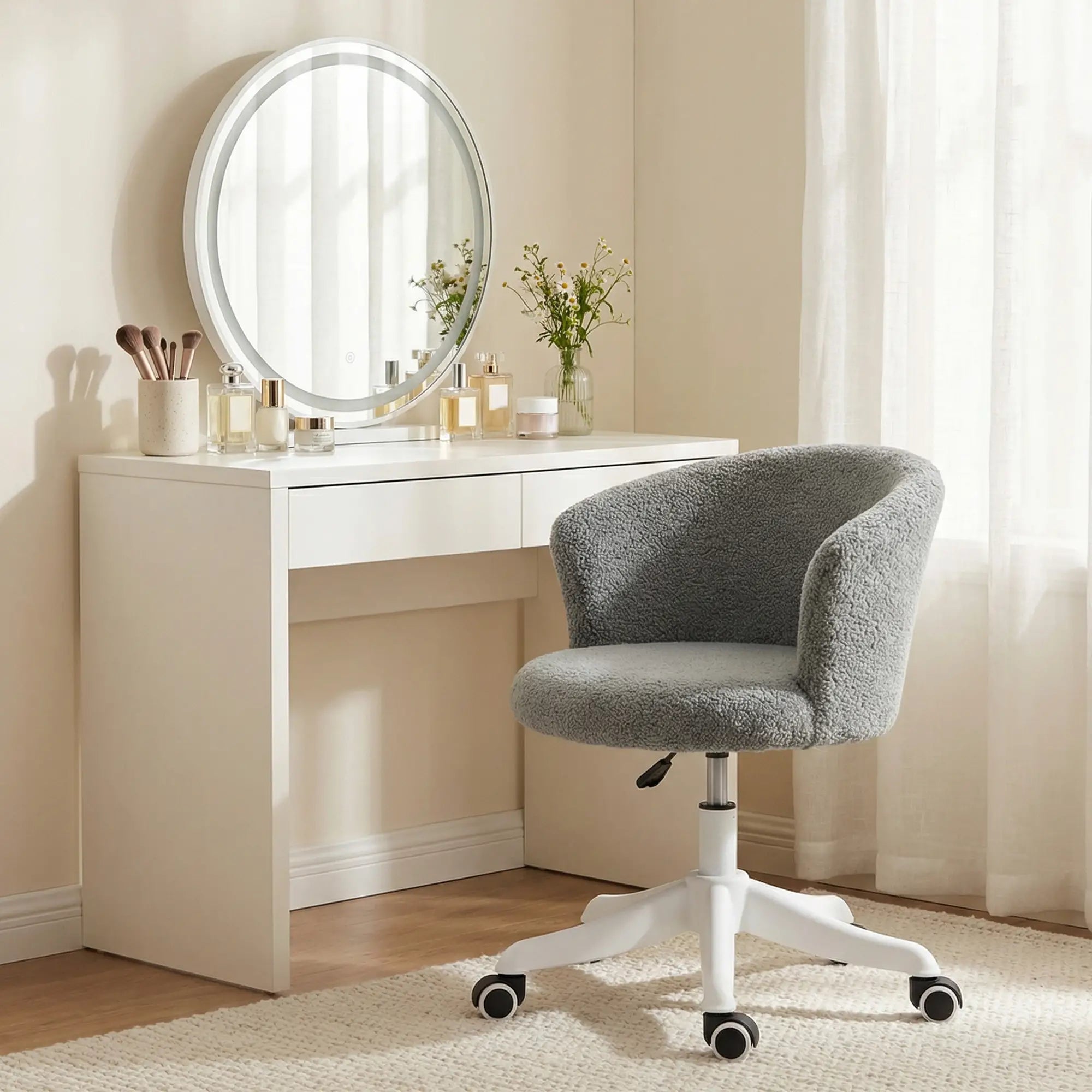 Armless Office Chair, Adjustable Height, Swivel Wheels, Mid Back, Grey Office Chairs at Gallery Canada