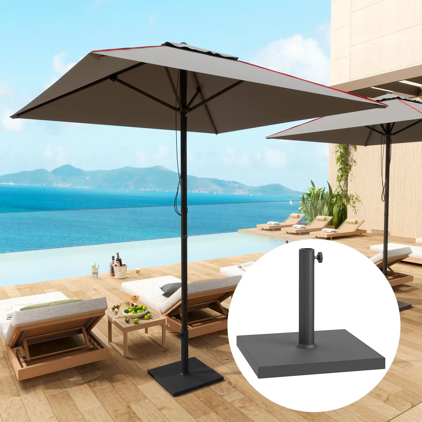 40 Lbs Concrete Umbrella Base, 1.5"/1.9", Black Umbrella Bases at Gallery Canada