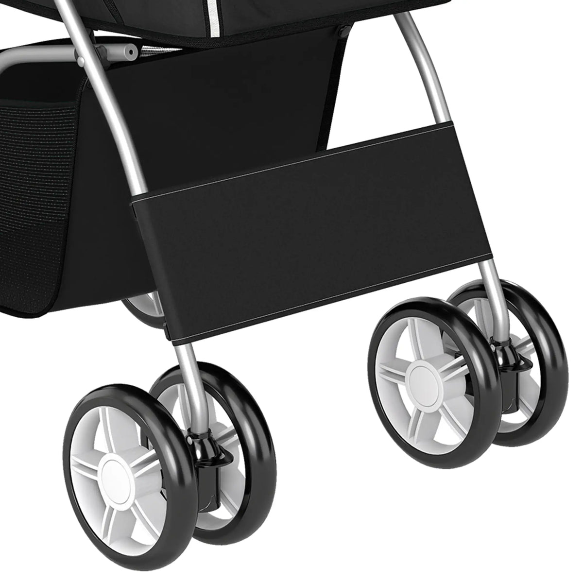 Foldable Pet Stroller With 360° Swivel Wheels, Reflective Strips, Black