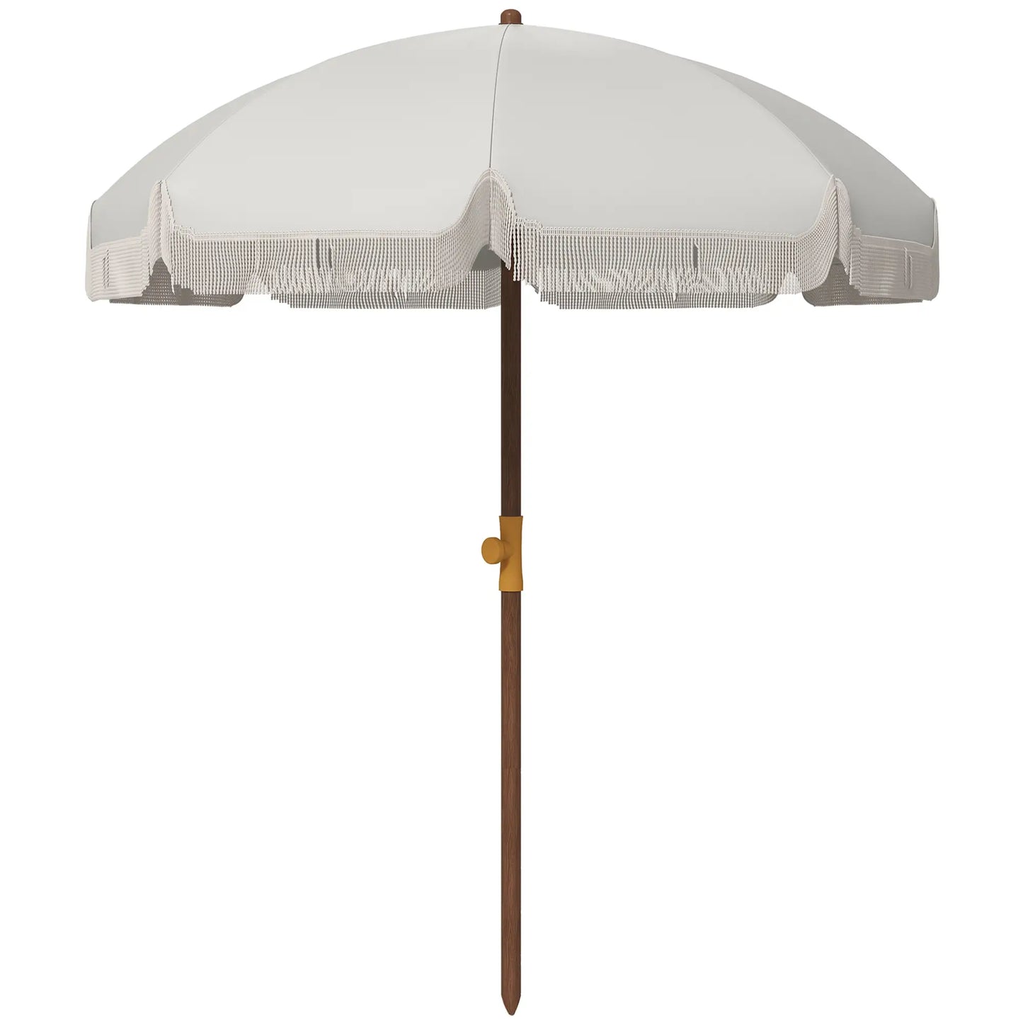 6.2' Travel Beach Umbrella, Vent, Ruffles, Carry Bag, Cream White