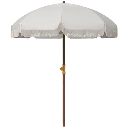 6.2' Travel Beach Umbrella, Vent, Ruffles, Carry Bag, Cream White