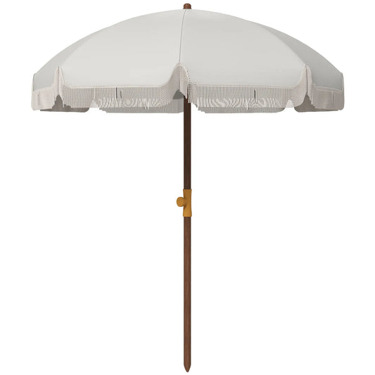 6.2' Travel Beach Umbrella, Vent, Ruffles, Carry Bag, Cream White Beach Umbrellas Cream at Gallery Canada