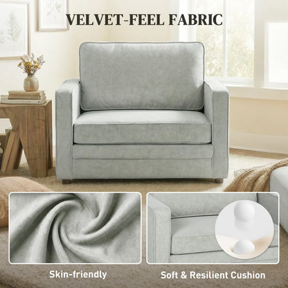 Grey Velvet Fabric Armchair, Wide Seat Spring Cushion, Solid Wood Legs, Grey Single Sofas at Gallery Canada