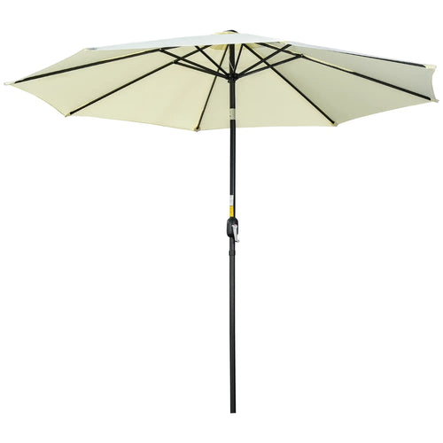 10' x 8' Round Market Umbrella, Crank Handle, Tilt, Beige