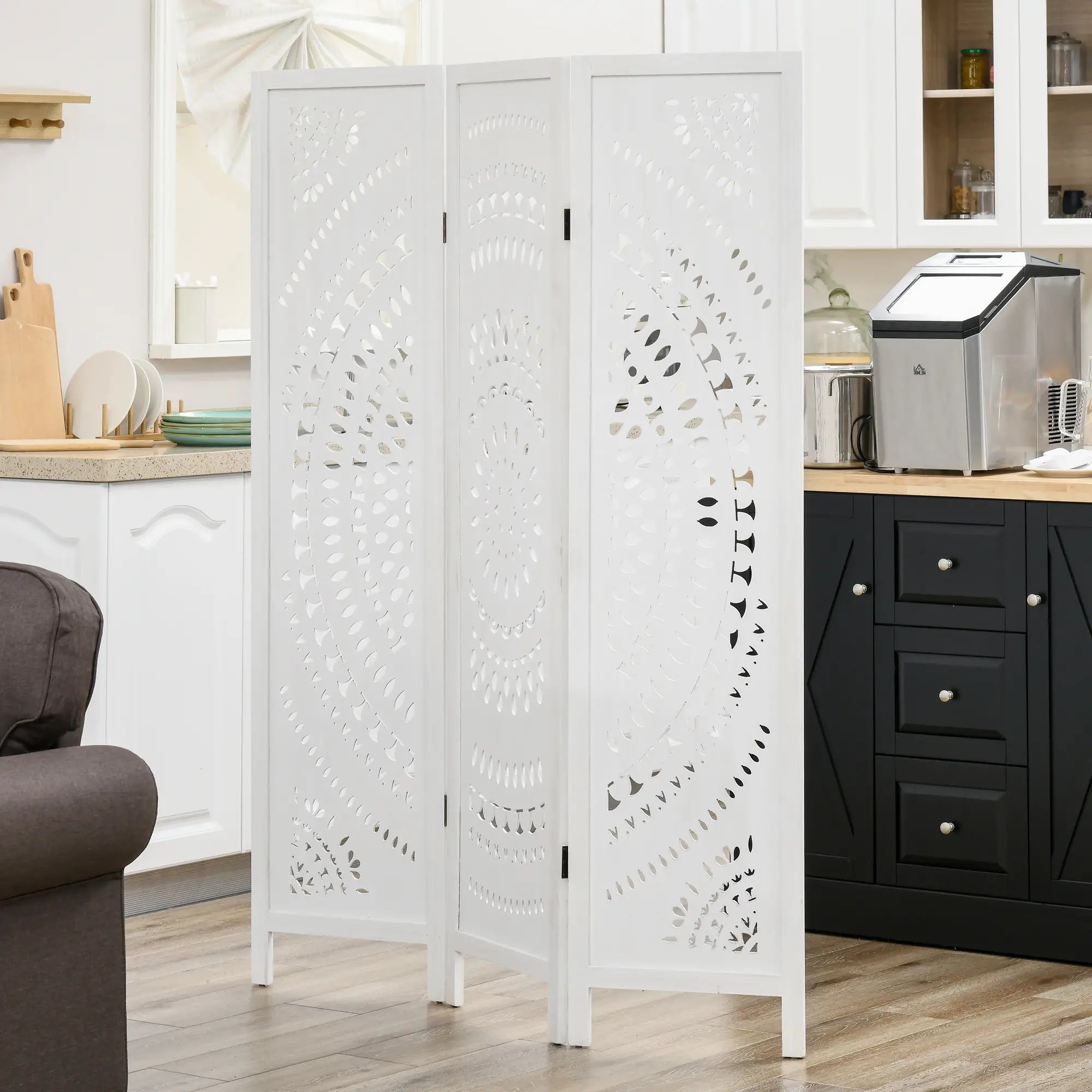 3 Panel Room Divider, 5.6 Ft Tall, Portable Folding Privacy Screen, White Room Dividers at Gallery Canada