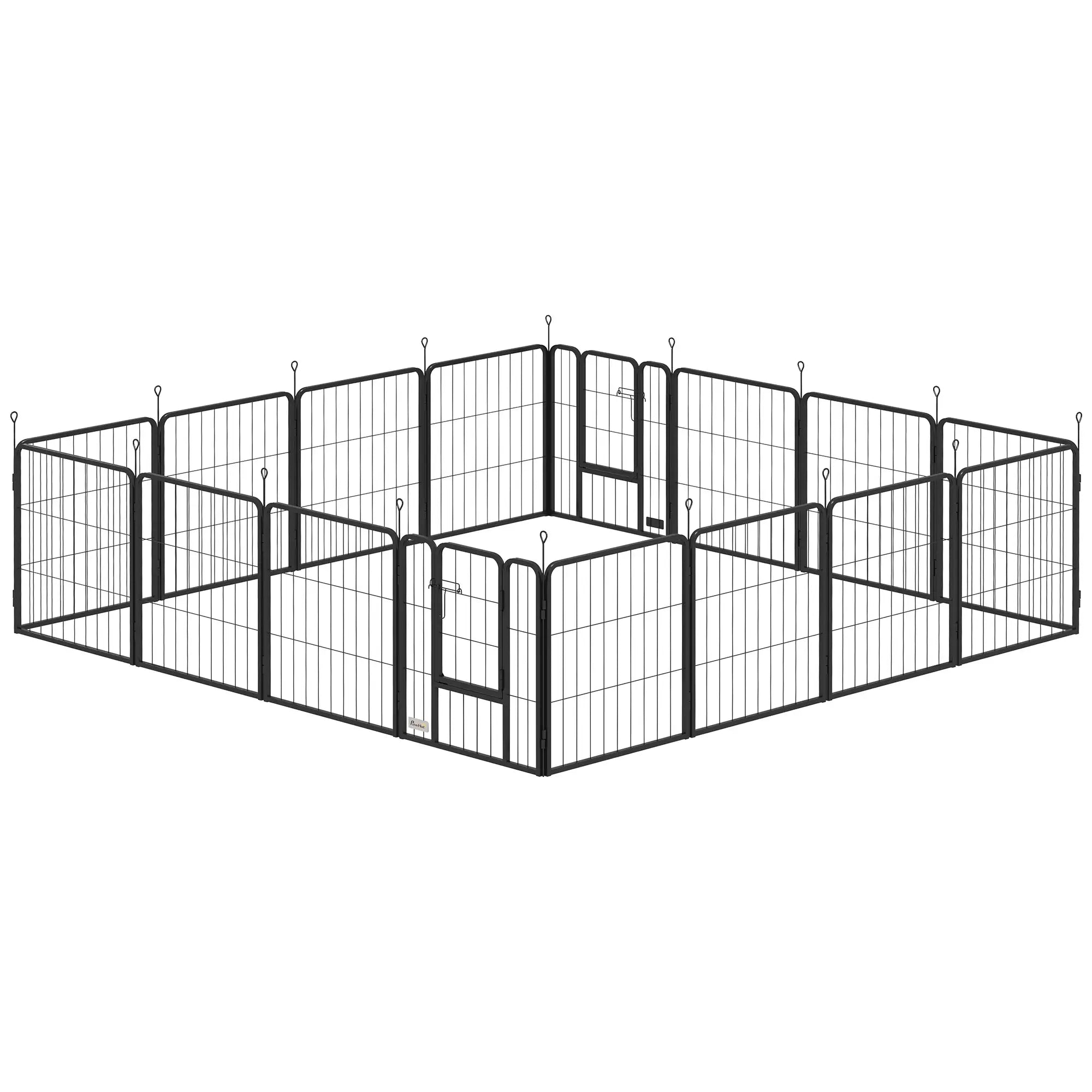 16 Panels Dog Playpen with Straps, Portable &; DIY, for Small Dogs, for Yard, RV, Camping, Garden, 24