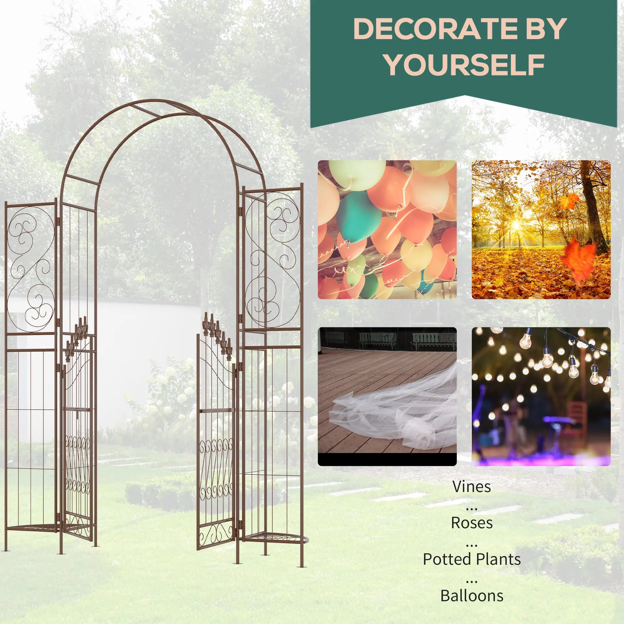 7ft Metal Garden Arch Trellis, Outdoor Arbor for Climbing Plants Garden Arches at Gallery Canada