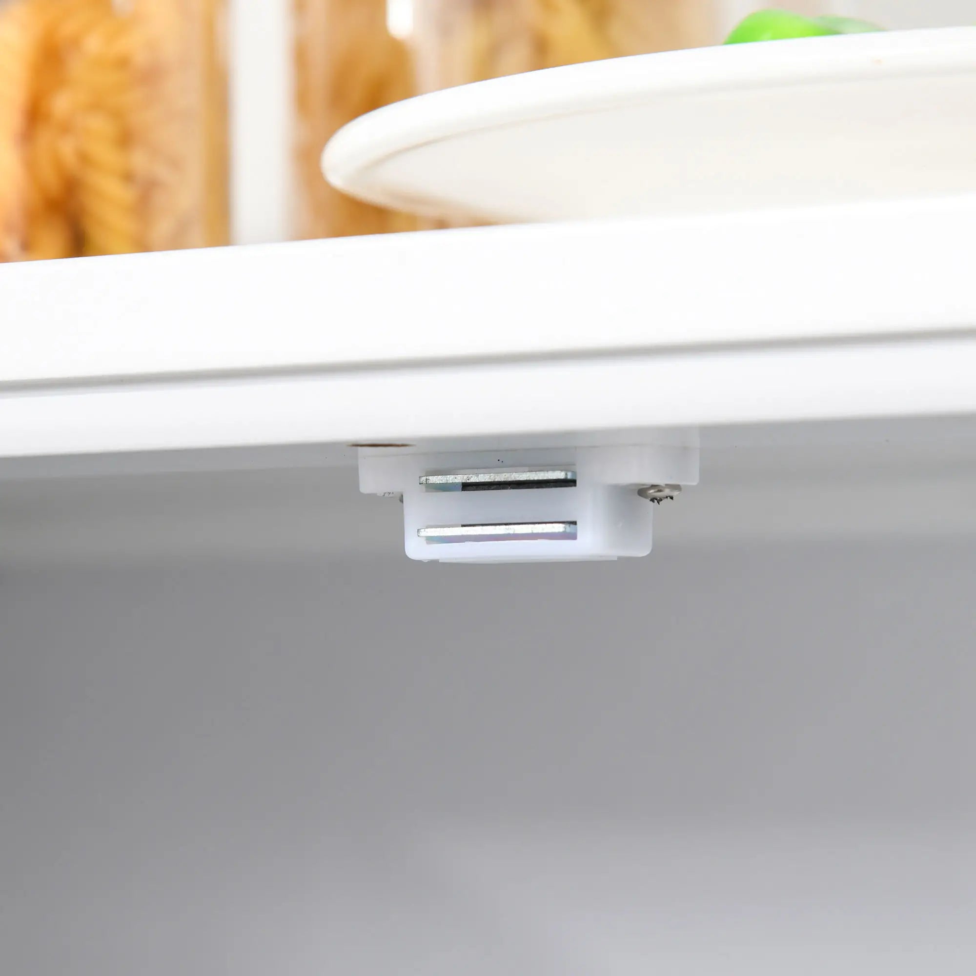 Modern Storage Cabinet with Fretwork Doors, Shelf, White Storage Cabinets at Gallery Canada